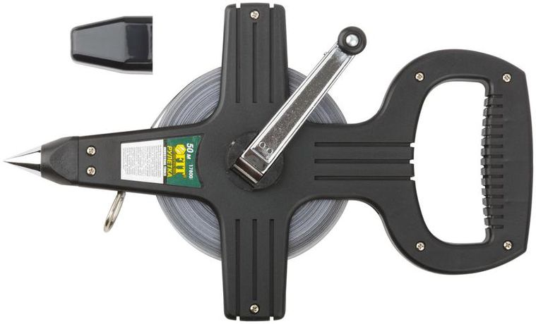 Рулетка геодезическая 50м стальная лента открытый пластик. корпус черн. FIT 17800 РОС