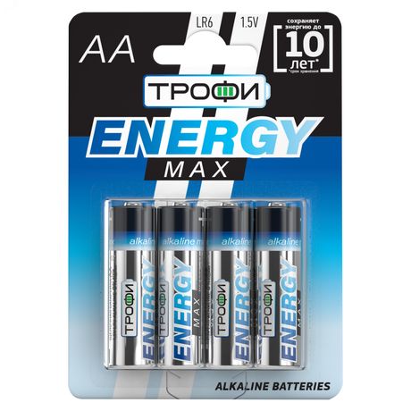 Батарейка Трофи LR6-4BL ENERGY MAX Alkaline (40/640/20480) - Б0015138 ЭРА