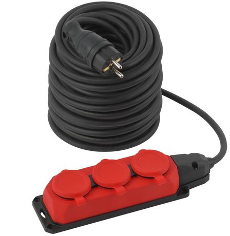 Удлинитель силовой UK-3e-3x1,5-50m-IP44(KG) с заземлением 3 розетки каучук 50м КГ 3х1,5мм2 IP44 | Б0057584 ЭРА