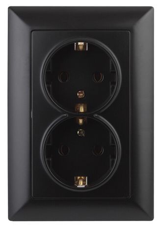 Розетка однофазная двойная скрытого монтажа, в рамку с заземлением без шторок антрацит 16А 250В IP20 4-205-05 Intro Solo - Б0053677 ЭРА