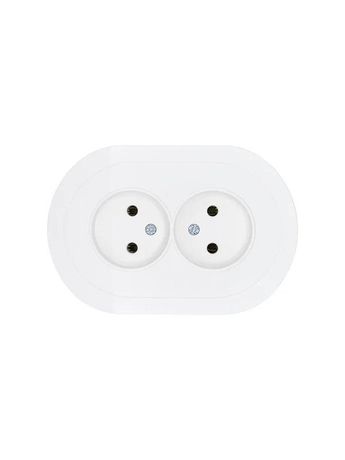 Розетка 2-м СП OSEN без заземл. ПБТ круглая бел. LEZARD 744-0200-128B