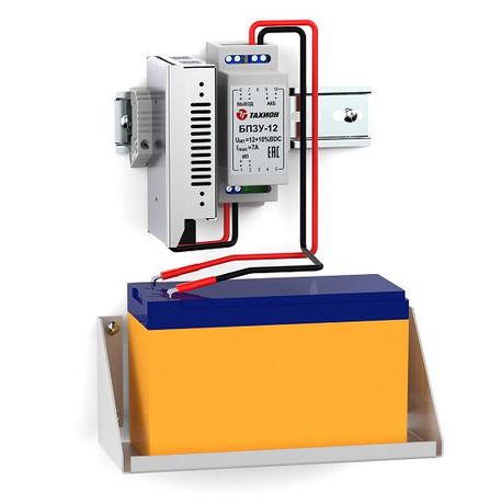 Комплект бесперебойного питания, 12VDC, питание 94-264VAC, 47-63Гц, максимальная нагрузка 2А, ток заряда батареи 1А, 107,5х150х71мм - 40075 Тахион КБП-12/2