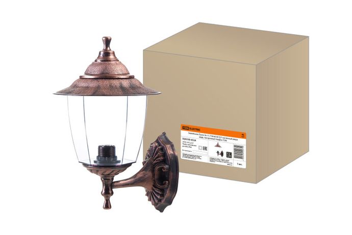 Светильник садово-парковый Прага Эл-11-71М 60 Вт Е27 настенный вверх медь, прозрачный плафон TDM | SQ0330-0524