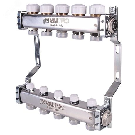 Блок коллекторный с ручными регулировочными клапанами 1' x 6 вых+евроконус 3/4' - VTc.582.EMNX.0606 VALTEC IV582M606