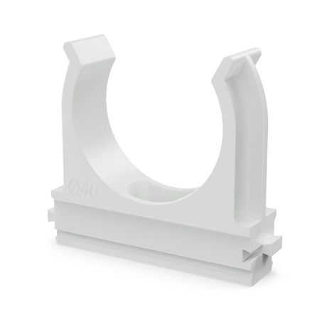Полистирол белая д40 (15шт/300шт уп/кор) | PR.02740б Промрукав Крепёж-клипса для труб Строитель