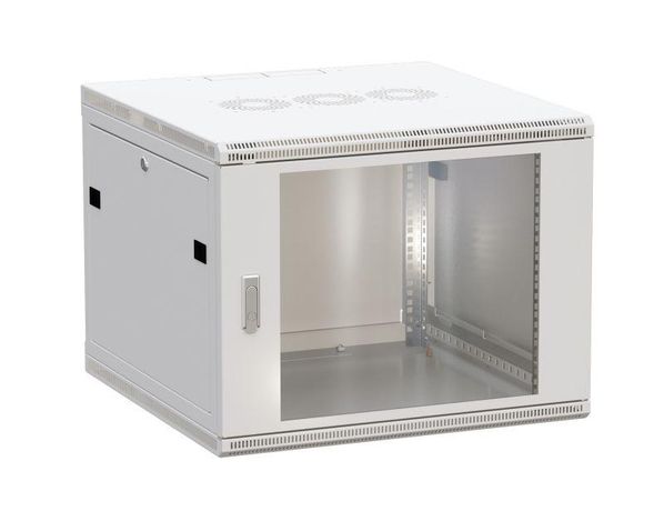 Шкаф настенный 19дюйм TERACOM PRO 9U 600х600мм дверь стеклянная с замком-ручкой сер. EKF TRP-WLL-0966-40G