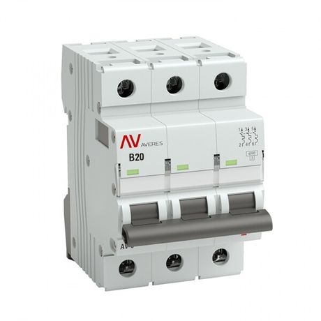 Выключатель автоматический трехполюсный AV-10 20А B 10кА AVERES | mcb10-3-20B-av EKF EKF арт. mcb10-3-20B-av