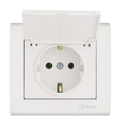 Розетка Manolya с заземл. и крышкой бел. Makel 41001029