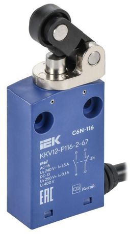 Выключатель концевой C6N-116 толкатель с рычажным роликом правый IP67 IEK - KKV12-P116-2-67