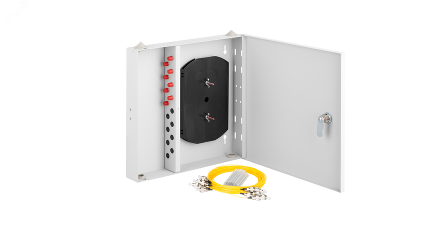 Оптический кросс настенный укомплектованный на 8 портов FC/UPC SM 9/125 OS2 полный компле - NMF-WP08FCUS2-IP-ES-GY NIKOMAX ЭКО51891