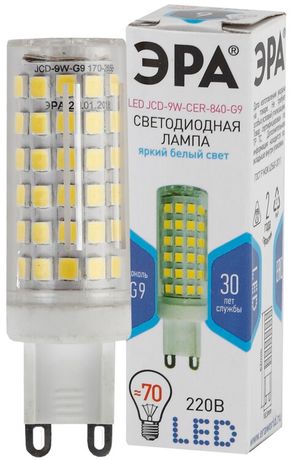 Лампа светодиодная LED 9 Вт 720Лм 4000К капсула нейтральный G9 170-265В JCD-9W-CER-840-G9 Standart - Б0033186 ЭРА