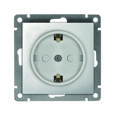 Розетка одноместная UNIVersal серия Афина с/з, с/у, з/ш, 16А, 220В, серебро (еврослот), механизм - A0049-S Союз