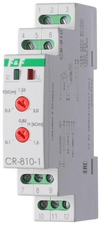 Реле температурное CR-810-1 (Для защ. электродвиг. от перегрева; монтаж на DIN-рейке; сопротив. петли датч. при превыш. темп. 600…3500Ом; регул. гистерезис; PTC (в компл. не поставляется) 24-127В/127-420В AC/DC 1NO/NC 16А) F&F EA05.002.002 Евроавтоматика EA05.002.006