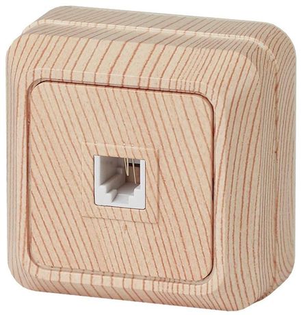 Розетка телефонная 1-м ОП Quadro 2-302-11 RJ11 IP20 сосна Intro Б0027663 ЭРА