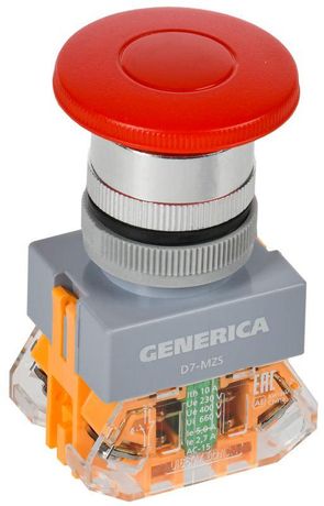 Кнопка D7-MZS "Грибок" d=22мм 1з+1р с фиксацией красная | BBG50-11MZS-3-21-K04-G GENERICA IEK