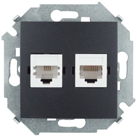 Розетка комбинированная RJ11 + RJ45 Cat.5e UTP (Systimax) цвета графит S15 - 1591590-038 Simon