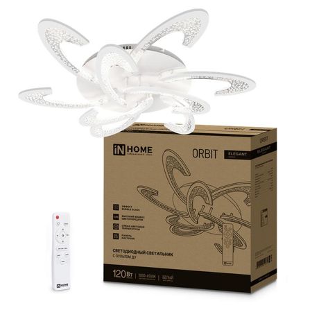 Светильник светодиодный ELEGANT ORBIT 120Вт 230В 3000-6500K 8400Лм 925х810х120мм c пультом ДУ белый IN HOME - 4690612051574