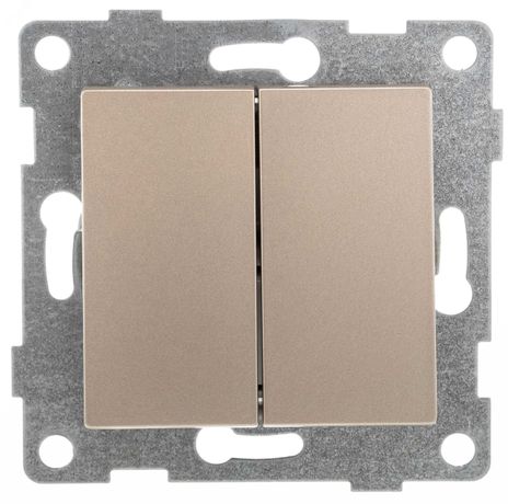 Выключатель двухклавишный Bravo, механизм, 10А, 250В, шампань - С10В2-027 GUSI