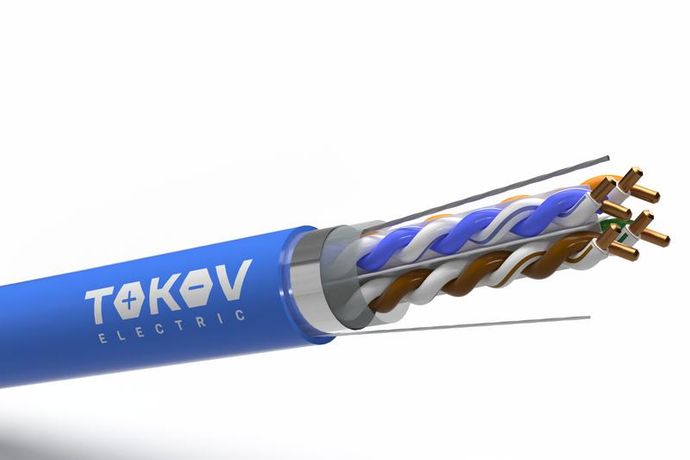 Кабель витая пара F/UTP 4х2х24AWG(0.57мм) кат.6 PVC TOKOV PRO Fluke tested (м) ELECTRIC TKP-C08-F/UTP-42-6-305