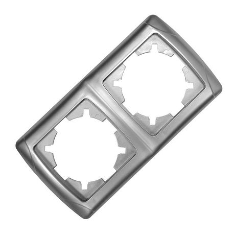 Маргарита рамка двухместная горизонтальная серебро (еврослот) - МР002Г-S Союз