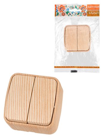 Выключатель 2-кл. открытой установки IP20 10А, сосна "Дача" Народная | SQ1824-0052 TDM