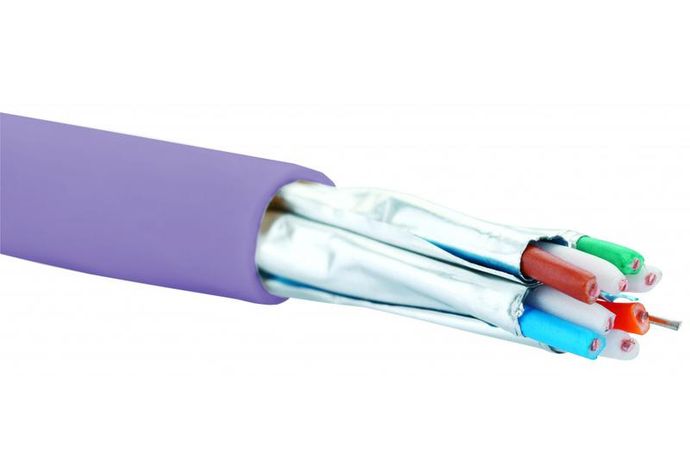 Кабель категории 6A, U/FTP, 4 пары, нг(А)-LSLTx, индивидуально экранированные внутренней прокладки, фиолетовый, катушка 500 м - 19C-TA-05VL-R500 Eurolan