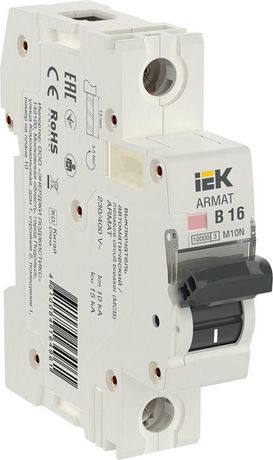 Выключатель автоматический однополюсный M10N 1P B 16А 10кА ARMAT | AR-M10N-1-B016 IEK