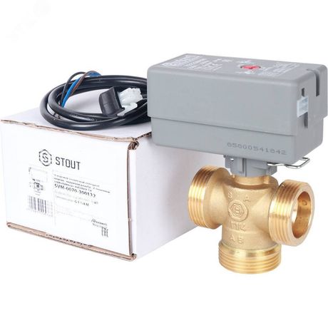 Клапан компактный 3-ходовой зональный сервопривод 230V, с кабелем 1м, НР 1 1/4' - SVM-0070-300132 STOUT RG008TIK4DN1EJ