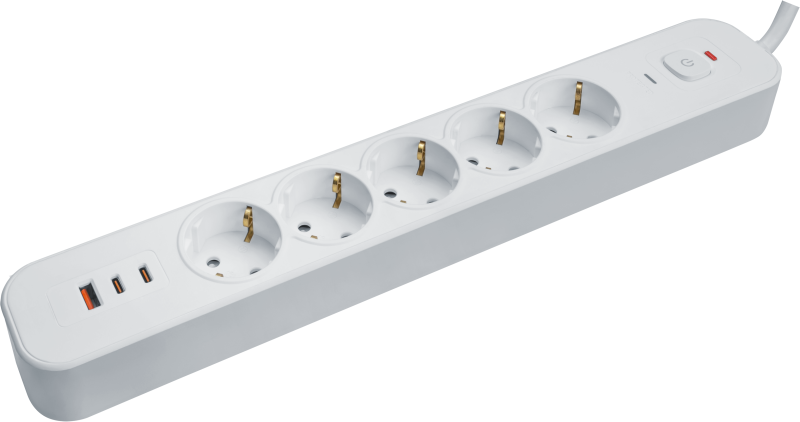Фильтр сетевой 5х1.5м с заземл. 16А IP20 95 681 NSP-USB-05-150-ESC-3x1-PD20W + USB type-A 2хUSB type-C выкл. бел. NAVIGATOR 95681 NAVIGATOR арт. 95681