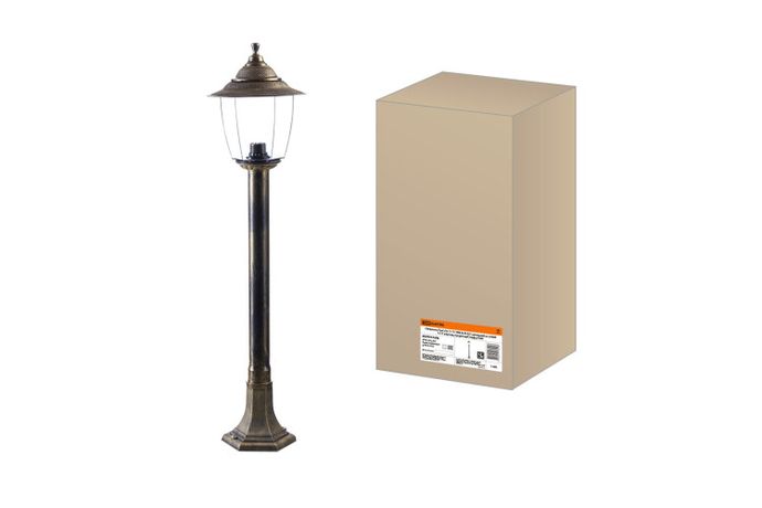 Светильник садово-парковый Прага Эл-11-73-100Б 60 Вт Е27 напольный на стойке h-1.0 м бронза, прозрачный плафон TDM | SQ0330-0538