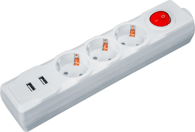 Удлинитель 3х1.8м с заземл. 16А IP20 61 455 NPE-USB01-03-180-ESC-3х1 2хUSB 2.1А 3х1 выкл. Navigator 61455 20684