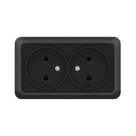 Розетка двухместная UNIVersal серия Олимп б/з, о/у, 16А, 220В, черная - 2215 Союз