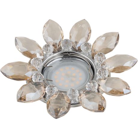 Светильник декоративный встраиваемый DLS-P112 GU5.3 CHROME/COGNAC+CLEAR "Peonia" без лампы основание металл; хром отделка стекло коньячный с прозр. кристаллами Fametto 10542
