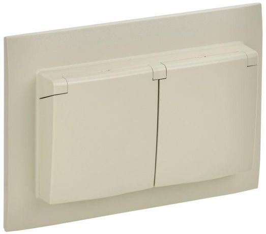 Розетка 2-м SKANDY 16А IP44 с крышкой в сборе SK-R12B беж. IEK SK-R26-16-44-K10-F