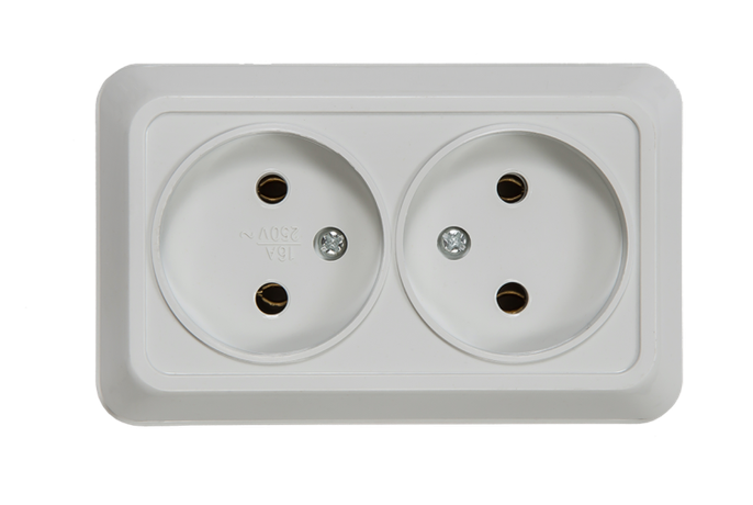 Розетка двойная BOLLETO белая накладная 7102 | 4680005959822 IN HOME