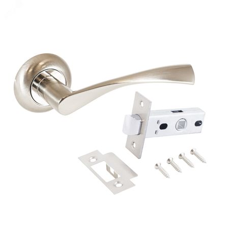 Комплект ручек и защелка АЛЛЮР АРТ ОСКАР SN+L45-8 SN (1380/S45) мат.никель - 14676 ПТК