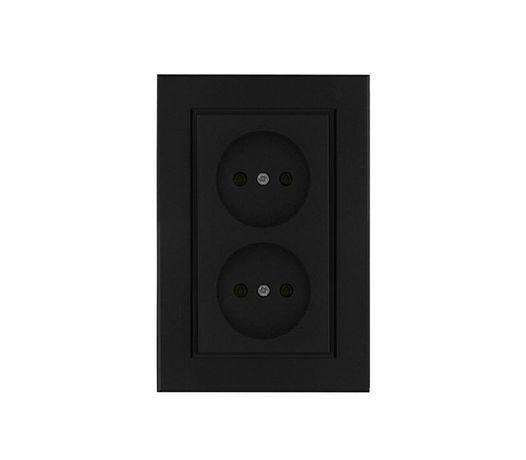 Розетка двойная без заземления Karea черн. Makel 56054017