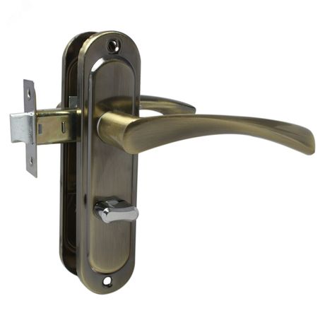 Защелка дверная правая с механизмом дополнительной фиксации изнутри, СТАНДАРТ ЗЩД 103/50 R AB бронза - 12124 ПТК