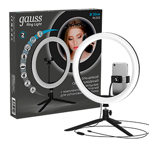 Светильник светодиодный настольный кольцевой 15 Вт 800 лм 3000-6500К Черный IP20 Пластик управление пультом изменение цветовой температуры и яркости освещения Ring Gauss - RL003