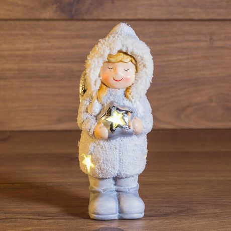 Керамическая домашняя фигурка Снегурочка со звездой 7,5*7,5*18 см - 505-006 NEON-NIGHT
