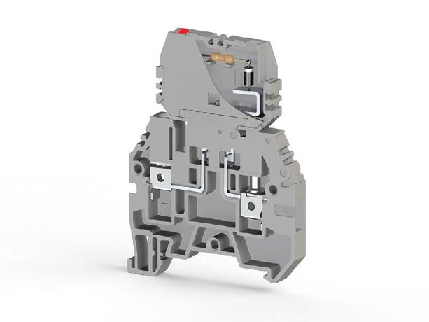 Клеммник с держ. предохр. (5х20 5х25) съем.картридж индикацией 110В AC на DIN-рейку 4кв.мм сер. ASK 3FLD Klemsan 354519