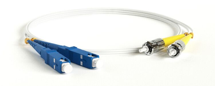 Патч-корд FC-D2-9A1-SC/UR-ST/UR-H-1M-LSZH-WH волоконно-оптический (шнур) SM 9/125 (G657), ST/UPC-SC/UPC, 2.0 мм, duplex, LSZH, 1м | 238611 Hyperline