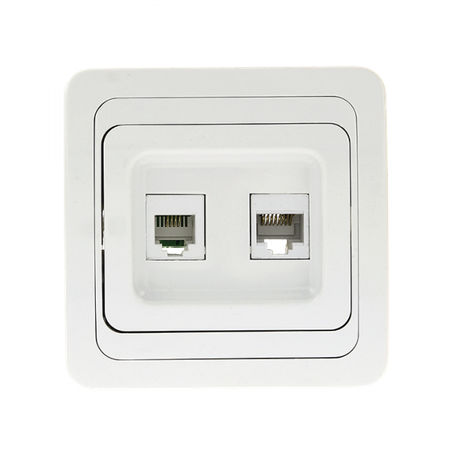 Розетка компьютерная + телеф. СП Лондон RJ45 бел. EKF EEK00-135-10