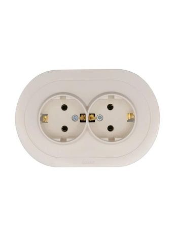 Розетка 2-м СП OSEN с заземл. ПБТ круглая механизм сл. кость LEZARD 744-9000-127B