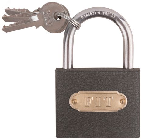 Замок навесной железный 60х48мм стальная дужка 75мм FIT 67163 РОС