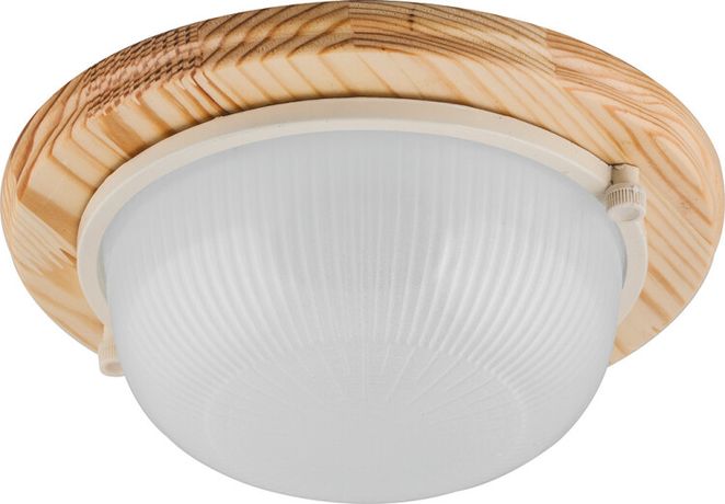 Светильник накладной пылевлагозащищенный под лампу НБО 03-60-011 220V 60Вт Е27 IP54 дерево, клен, круг | 11569 FERON