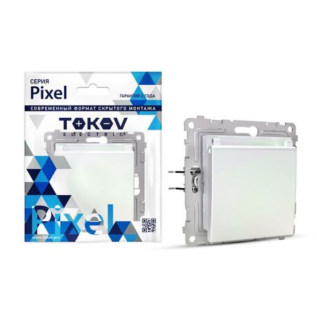 Розетка 1-м СП Pixel 16А IP20 с заземл. защ. шторки крышкой механизм перламутр. TOKOV ELECTRIC TKE-PX-R1ZSW1-C04