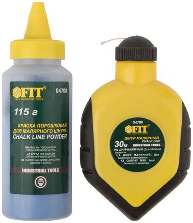 Шнур малярный отбойный, ABS пластиковый прорезиненный корпус 30 м + краска разметочная 115 гр - 04708 РОС