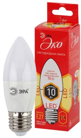Лампа светодиодная LED B35-10W-827-E27,свеча,10Вт,тепл,E27 - Б0032962 ЭРА