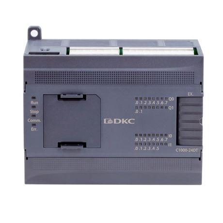 Процессорный модуль программируемого логического контроллера, напряжение питания – 100-240В AC, 14 входных дискретных сигналов 24В DC(PNP/NPN), 10 выходных DC(PNP), коммуникационные порты 2хRS485, 1хEthernet. Расширение - 1 модул C1000-24AT ДКС